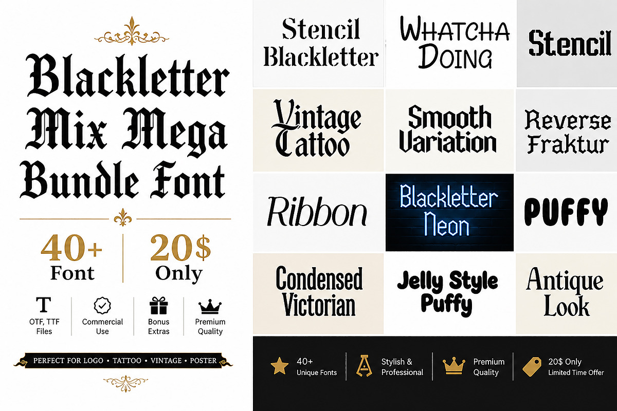 Blackletter Mix Mega Bundle Font, a Blackletter Font by Wow Magic (Photo 2 of 20)