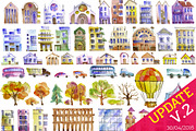 Watercolor set AQUA CITY Constructor, an Illustration by denisespinoza (Thumbnail 3 of 4)
