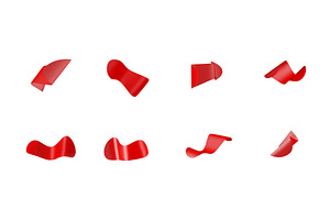 Set of eight red ribbon shapes, an Illustration by Abscent