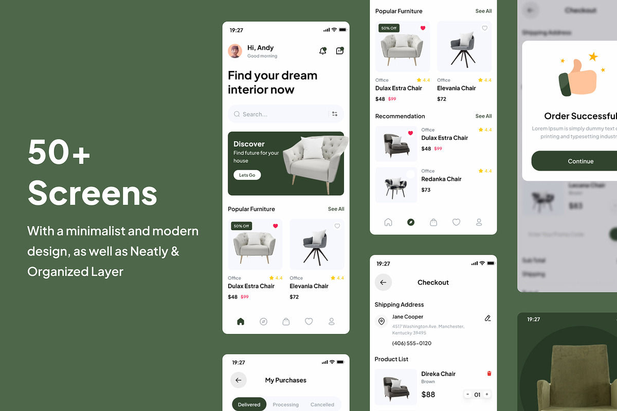 Futuristic - Furniture Apps UI Kits, an App Template by Minialis (Photo 2 of 6)
