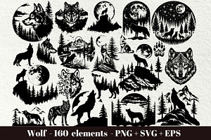 Wolf SVG Bundle. Howling Wolf, an Animal Illustration by DENIDigitalArtSudio