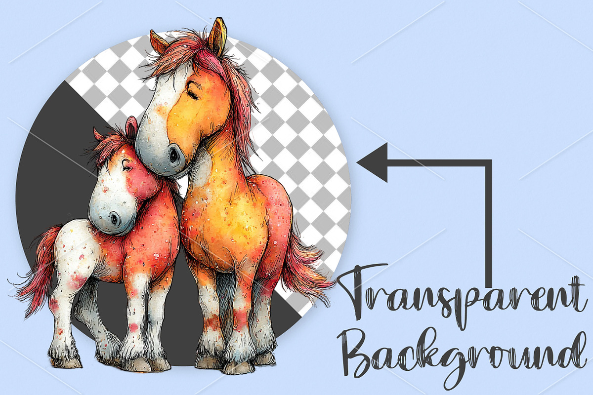 Whimsical Mother's Day Horse Clipart, an Illustration by Canvas Craft (Photo 2 of 7)