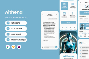 Aithena - AI Chatbot Mobile App, an App Template by twinstd