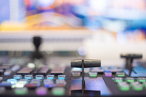 Professional broadcast switcher fader lever with colorful glowin, a Photo by Pictures for you!!!!!!!!!
