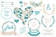 Vintage Blue Vector Wedding Flowers, an Illustration by Amanda Ilkov (Thumbnail 1 of 4)