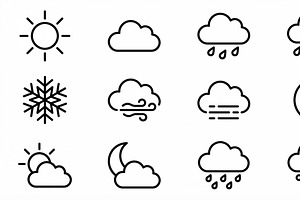 Outline Weather Icon Set, an Outline Icon by adenpinkstore