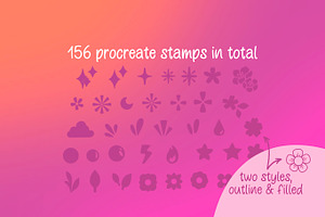 155 Procreate Kawaii Basic Stamps