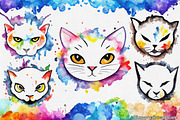 Painted Kitties Vector Pack III, an Illustration by Paper Element (Thumbnail 3 of 4)