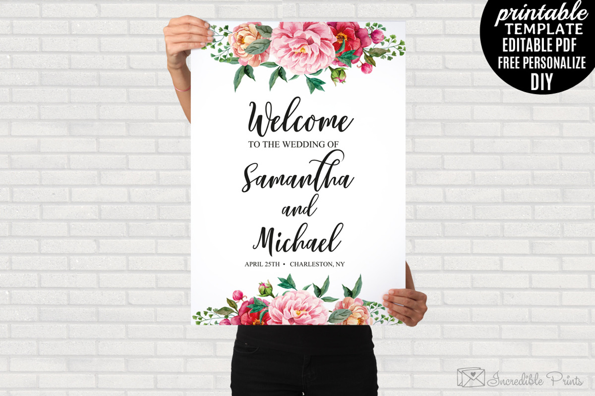 Watercolor Wedding Welcome Poster, a Stationery Template by Blush Roses Print (Photo 2 of 2)