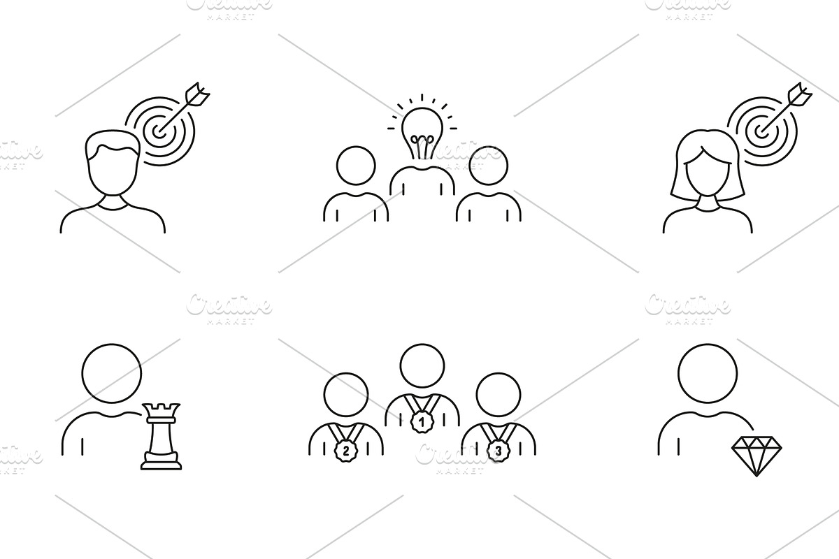 Business Target and Leadership Icons, a Person Illustration by Gentle Studio