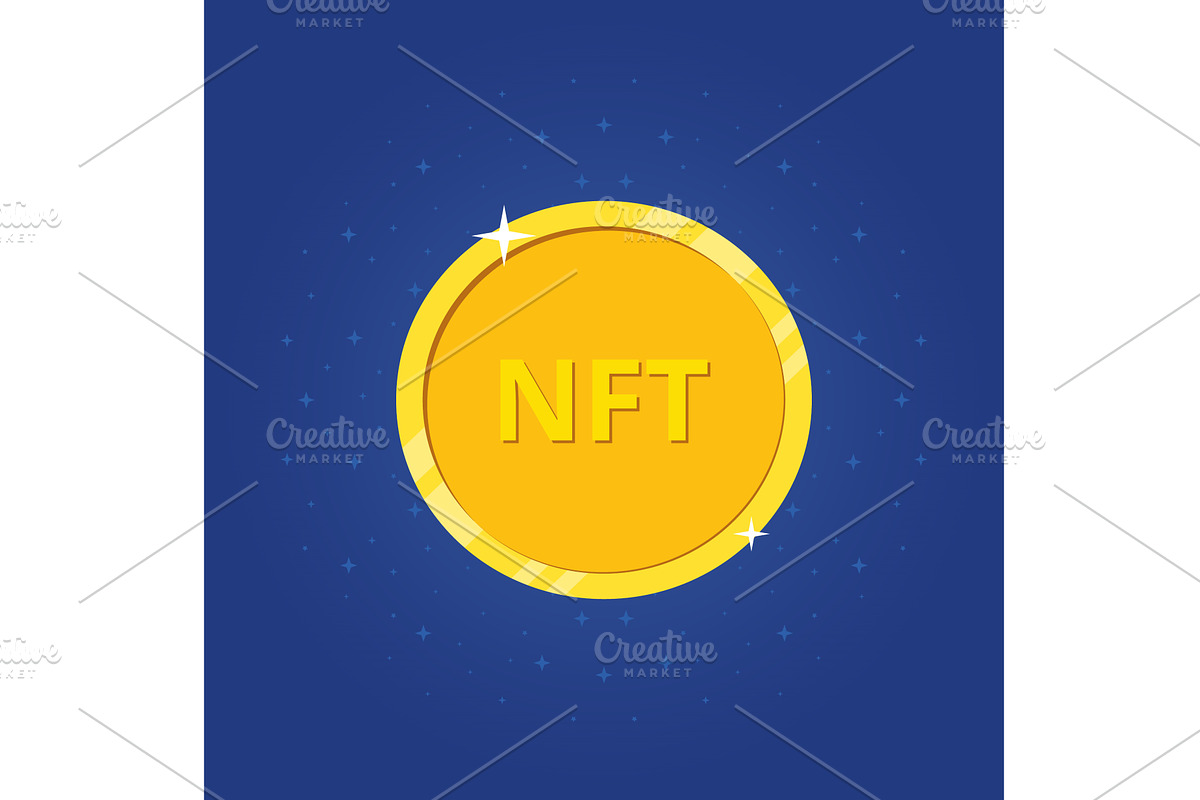 Crypto art. Nft golden coin icon, a Technology Illustration by Vector Creator