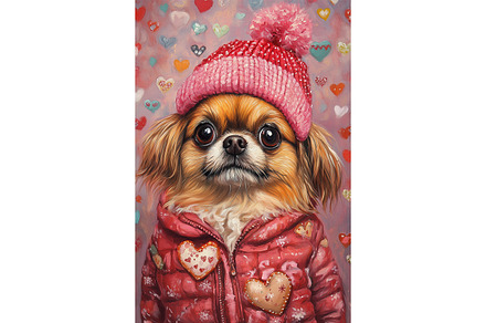 Pekingese Dog Art in Heart Jacket