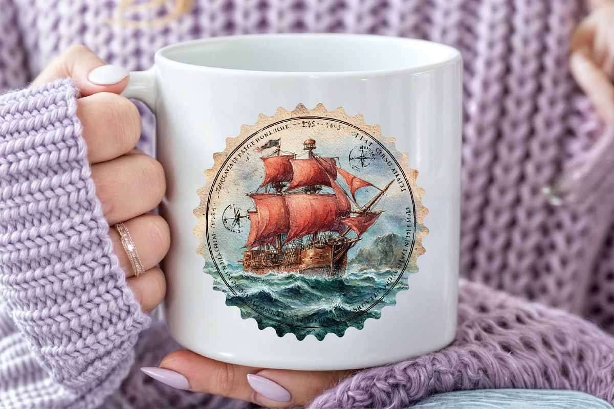 Nautical Pirates Postage Clipart, an Illustration by Pixels.Craft (Photo 7 of 7)