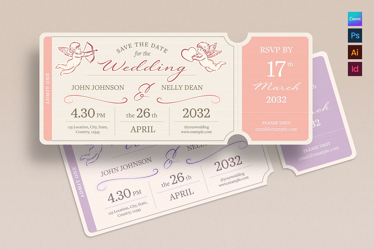 Wedding Ticket Template, an Invitation Template by BrandPacks (Photo 1 of 4)