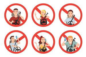 Phone while driving. Safety, a Transportation Illustration by Things for designers