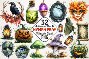 Halloween Forest Nymph Fray Clipart, an Illustration by RobertsArt