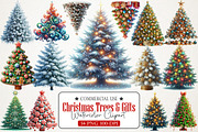 Christmas Trees & Gifts Watercolor, an Illustration by RobertsArt (Thumbnail 1 of 7)