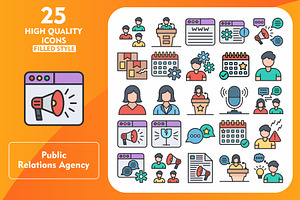25 Public Relations Line Filled Icon, an Icon by Pexelpy