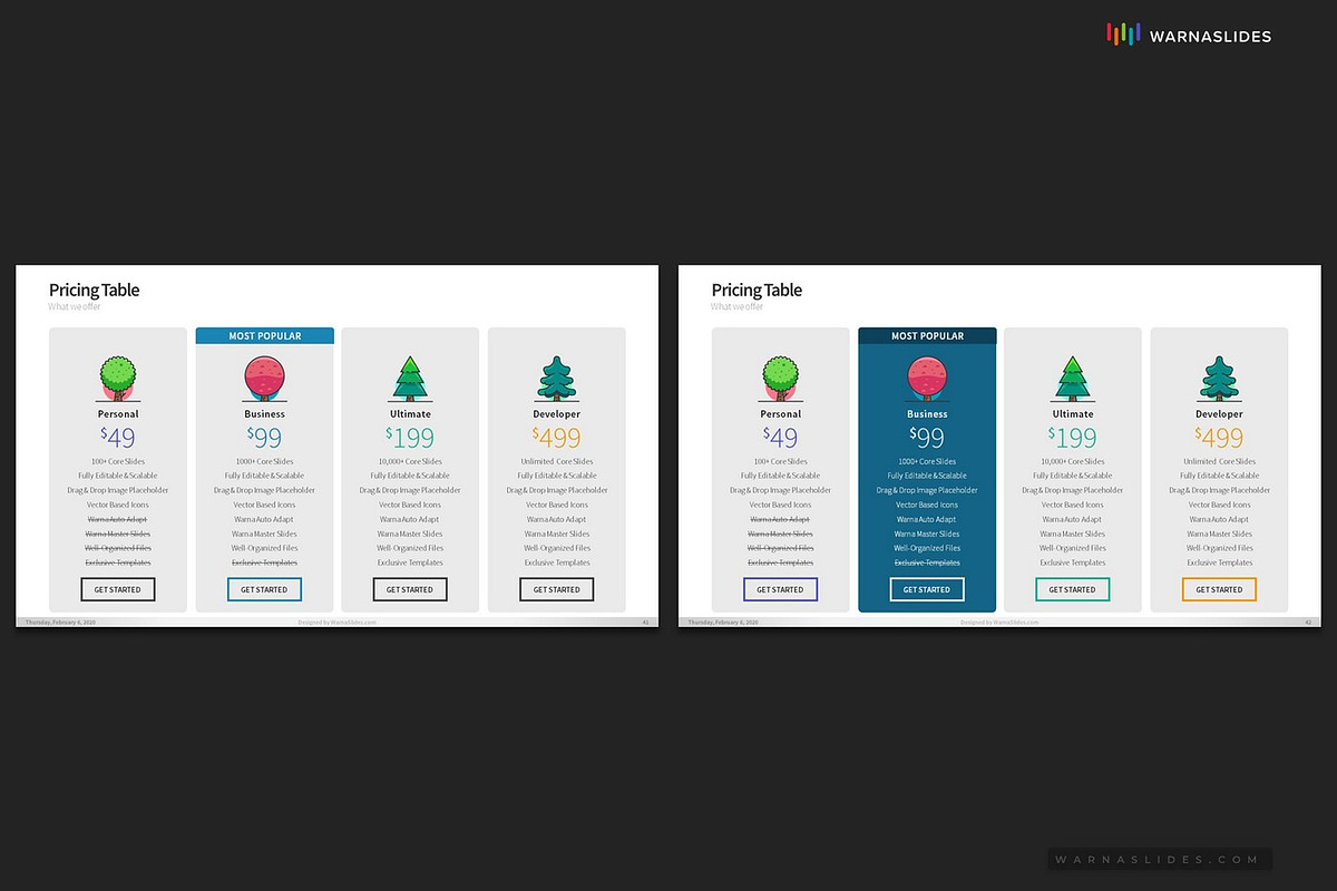 Pricing Table PowerPoint Templates, a Presentation Template by Warna Works (Photo 9 of 10)