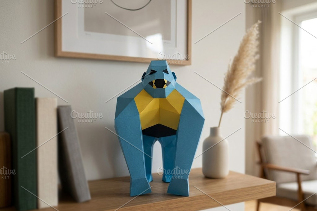 Gorilla sculpture - 3d papercraft, a Card Template by PAPER amaze (Photo 2 of 5)