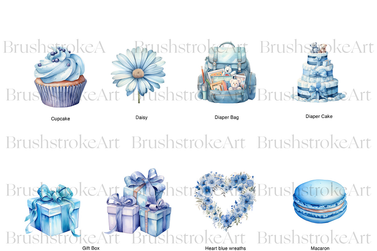 Blue Baby Shower Clipart, Its a Boy, a Decorative Illustration by BrushstrokeArtGB (Photo 5 of 9)