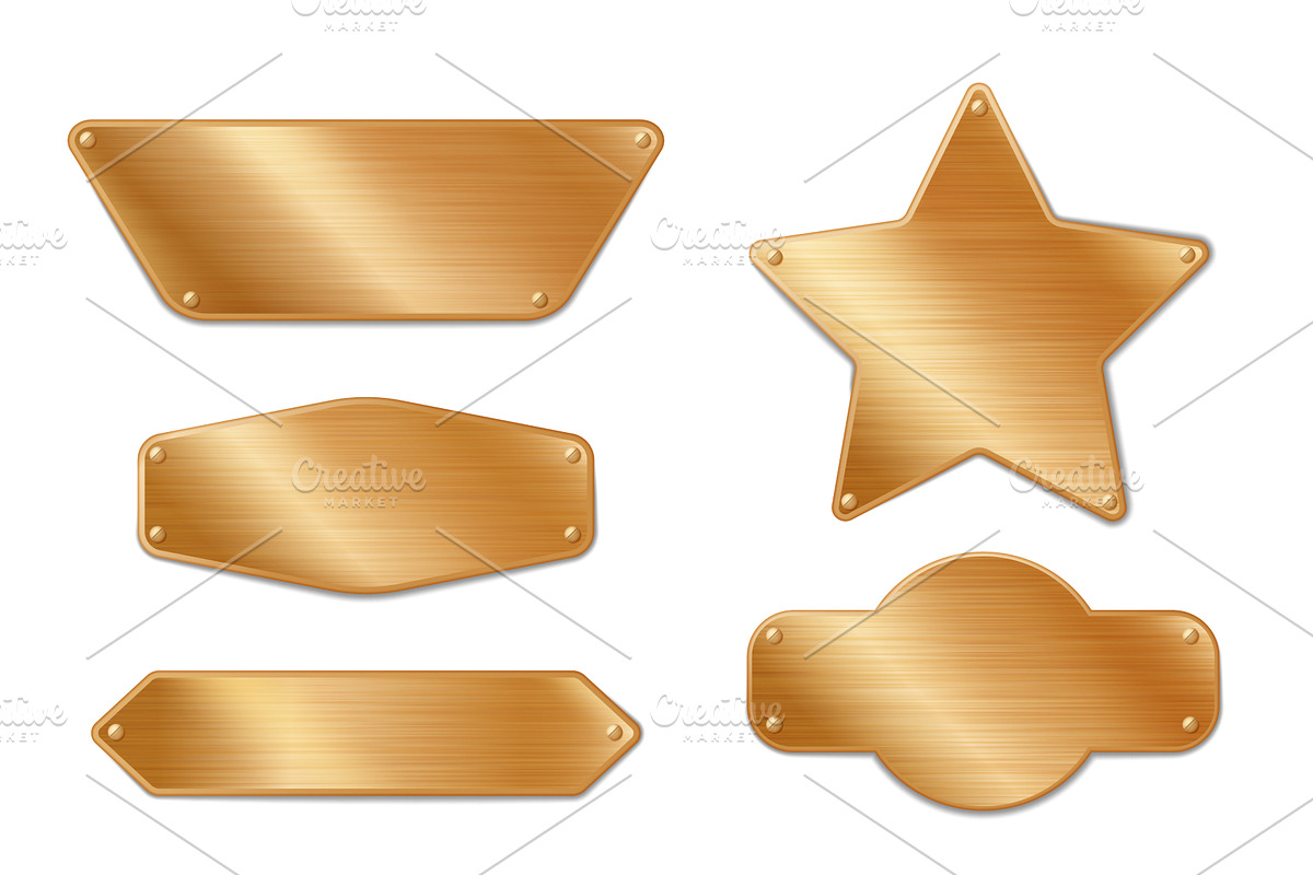 Gold metal tag set with mounting, an Illustration by art PVP - market