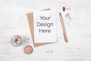 Rose Gold A6 Greetings Card Mockup