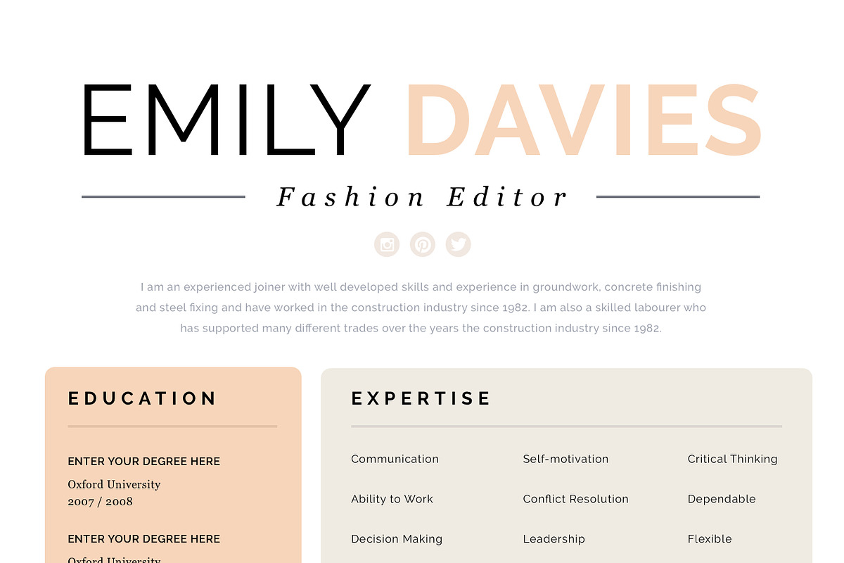 Resume Template 1 page | Davies, a Resume Template by Resume Angels (Photo 3 of 9)