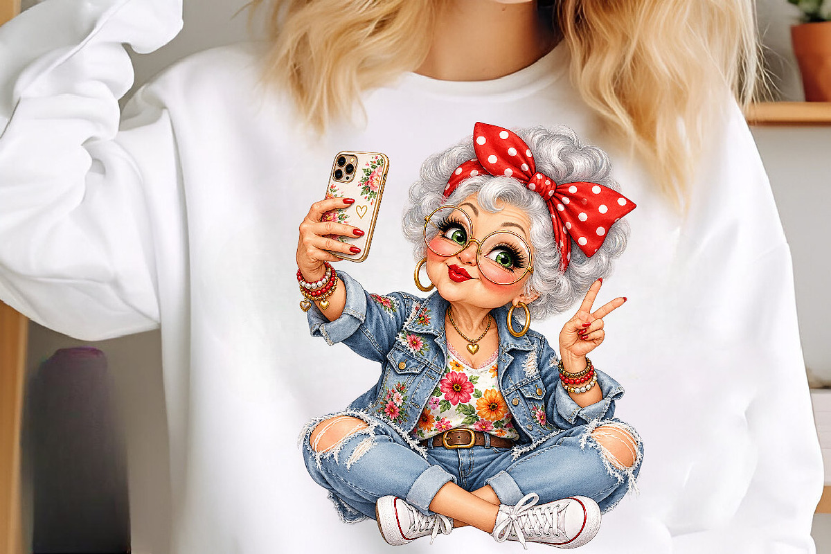 Funny Elderly Lady Clipart PNG, a Work Illustration by SinaCreation (Photo 5 of 6)