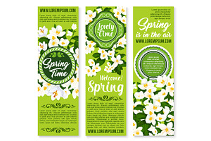 Spring Time Holiday Wish Or Greeting Vector Banners