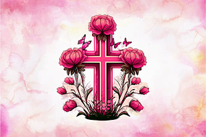 Pink Cross Flower Butterfly Clipart