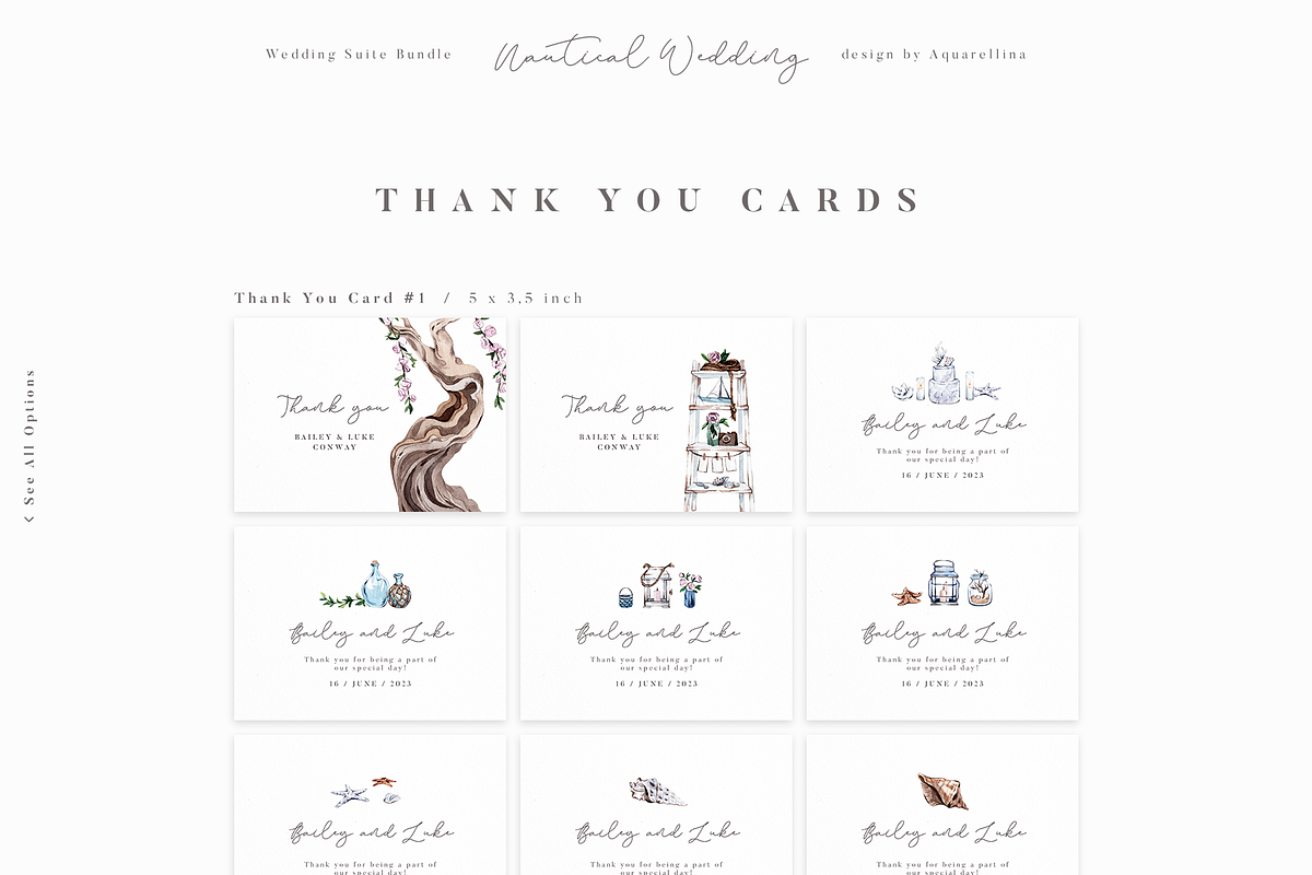 Nautical Wedding Invitations BUNDLE, an Invitation Template by Aquarellina (Photo 21 of 21)