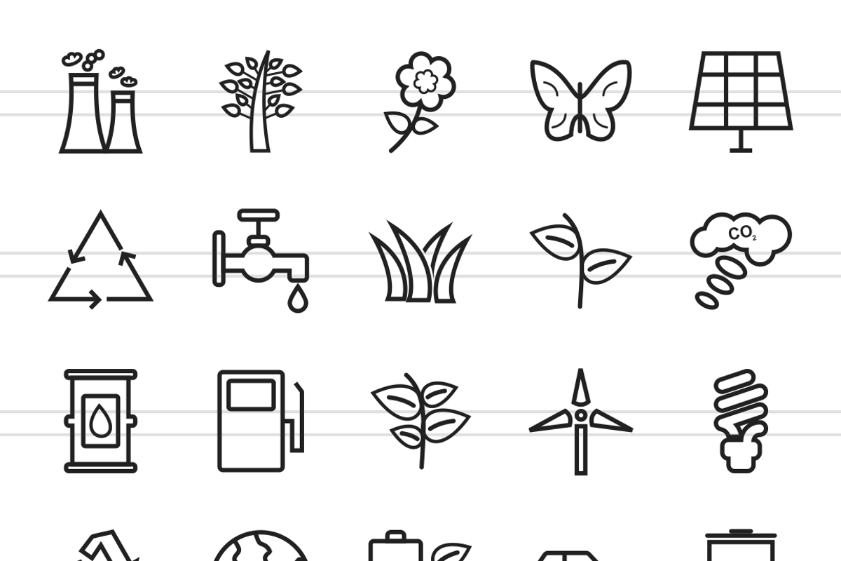 50 Ecology Line Icons preview 2
