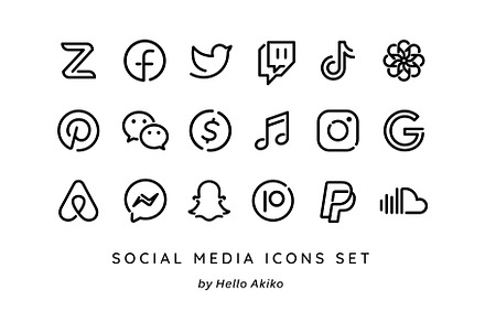 100 Minimalist App Icons / Black