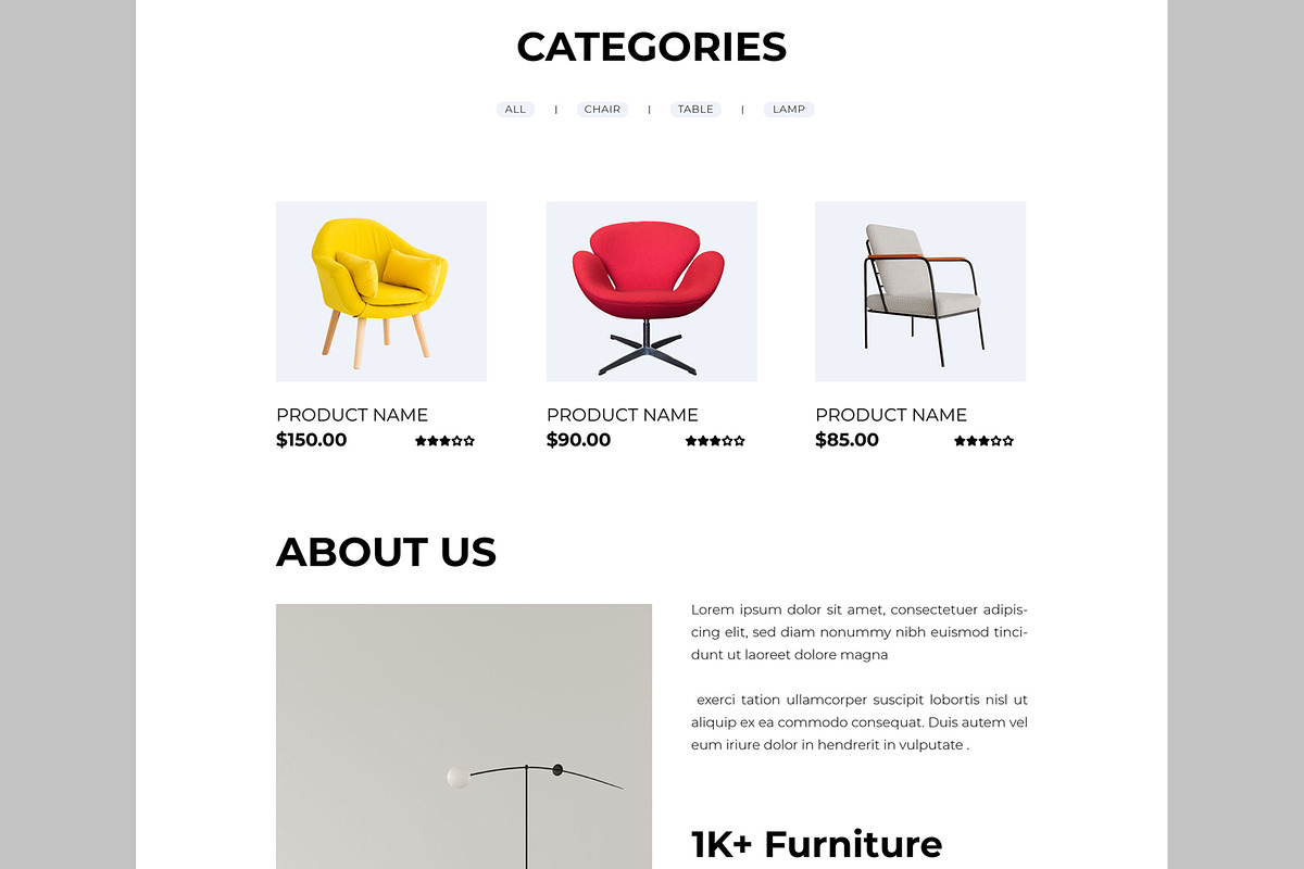 Furniture Landing Page Design, an UI Kit Template by CreativeShaper (Photo 4 of 6)