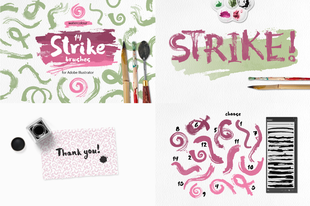 90 Watercolor Brushes BUNDLE preview 6