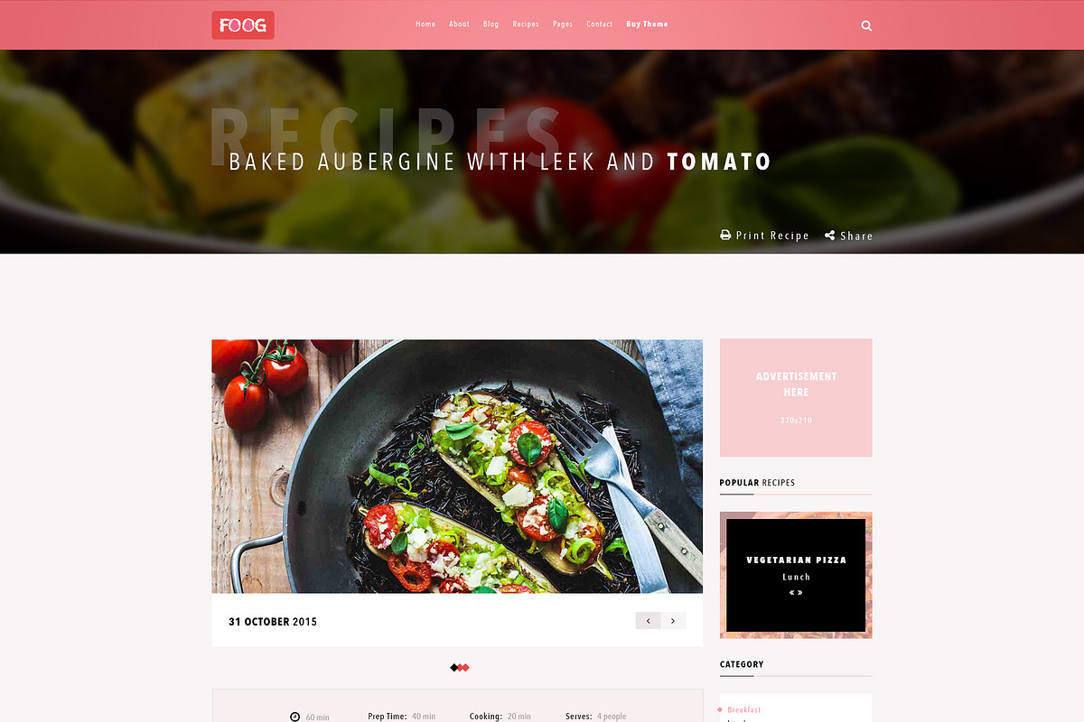 FOOG Personal Recipe Blog Template, a Websites & App Template by Arif's Shop (Photo 7 of 13)