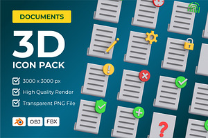 Document 3D Icon Pack