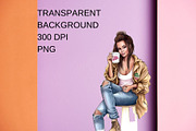 8 Watercolor Coffee Fashion Girl PNG, a Decorative Illustration by Jalina Clipart Studio (Thumbnail 6 of 7)