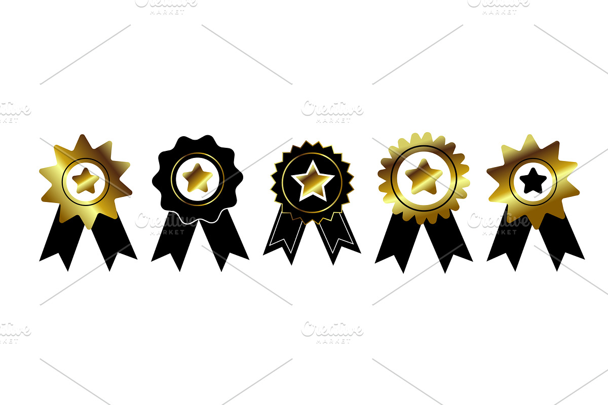 Set of medals with stars. hand drawn, an Object Illustration by Nenahliadava Design