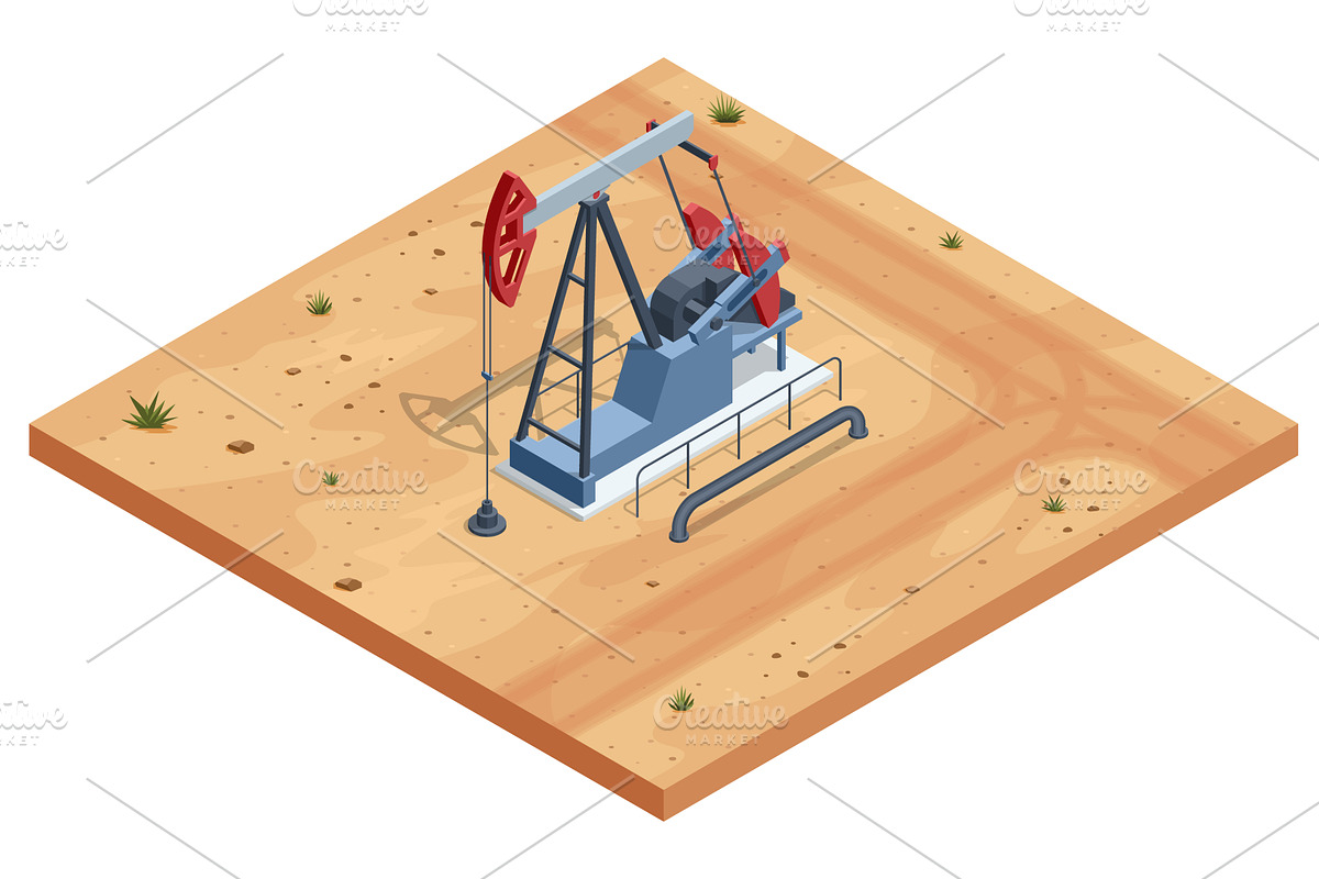 Isometric oil industry pump jack, an Illustration by Golden Sikorka