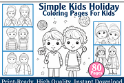 Simple Kids Holiday Coloring Pages, an Animal Illustration by maggiesar (Thumbnail 1 of 4)