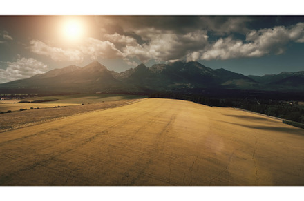 Dramatic mountain range and yellow, a Nature Photo by Goinyk