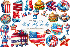 Watercolor 4th of July Snacks PNG, an Illustration by SinaCreation