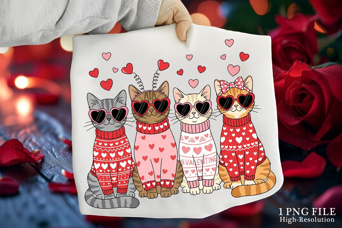 Valentine Cats PNG, Valentine PNG, an Illustration by Canvas Craft (Photo 1 of 7)