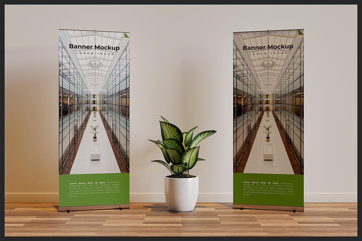 Indoor Roll-Up Banner Mockup, an Advertising Mockup by Muhazdinata (Photo 9 of 10)
