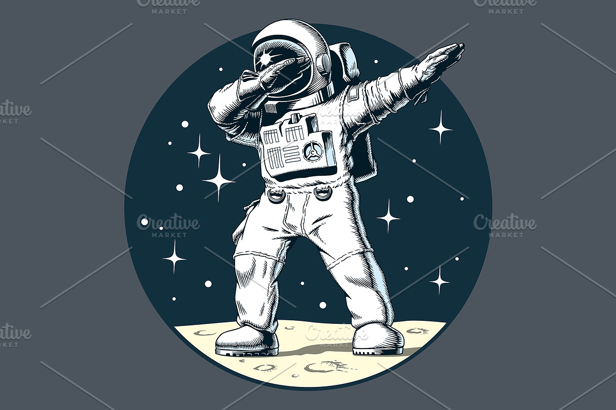 Dabbing astronaut on the moon, a Technology Illustration by Ledokolua (Photo 1 of 2)