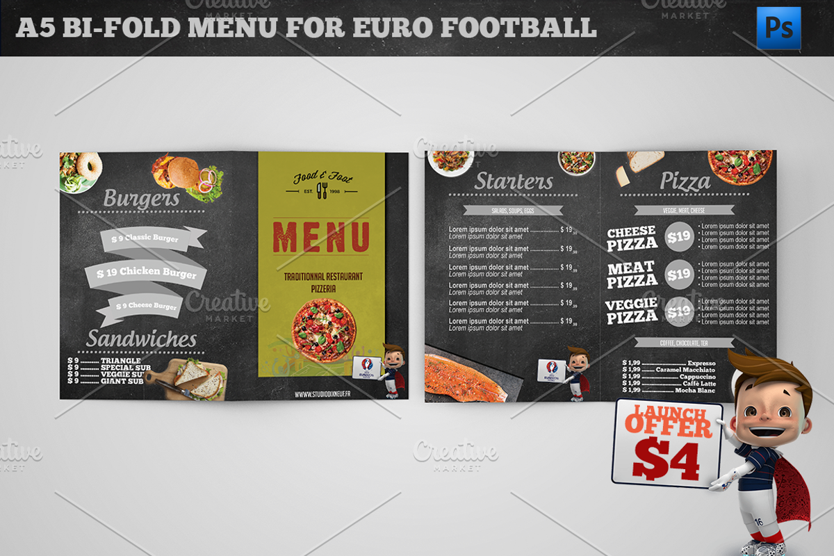 A5 Bi-Fold Menu Euro 2016 Football, a Brochure Template by Studio 19 (Photo 5 of 7)