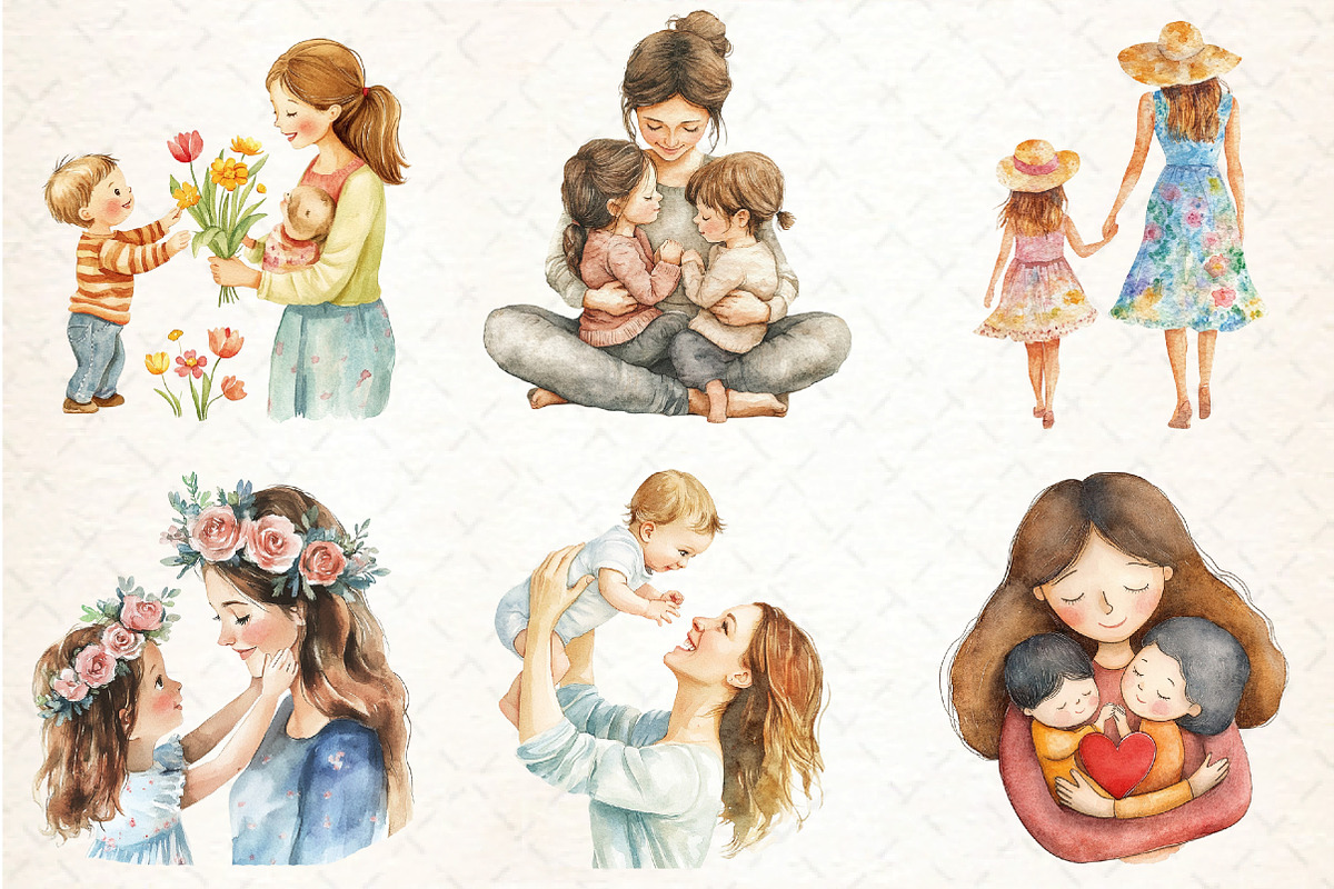 Love Mom Watercolor Clipart, an Illustration by DreamCafeArt (Photo 3 of 8)