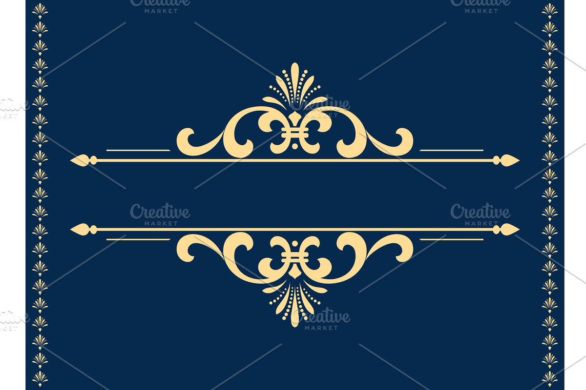 Vintage gold and dark blue element, an Illustration by RODINA